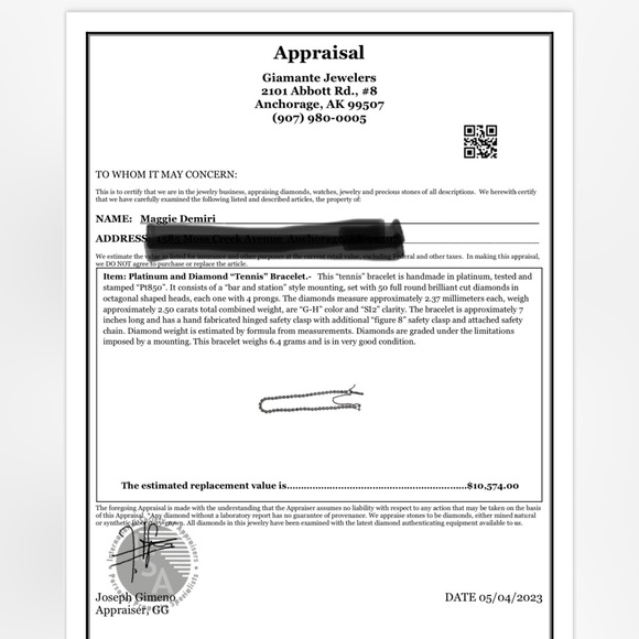 Platinum and Diamond “Tennis” Bracelet - Picture 6 of 10